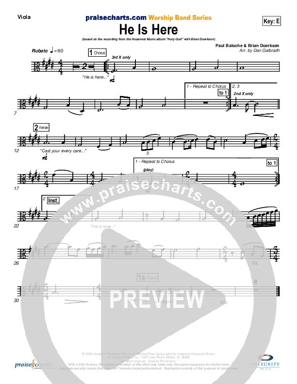 He Is Here Viola (Brian Doerksen)