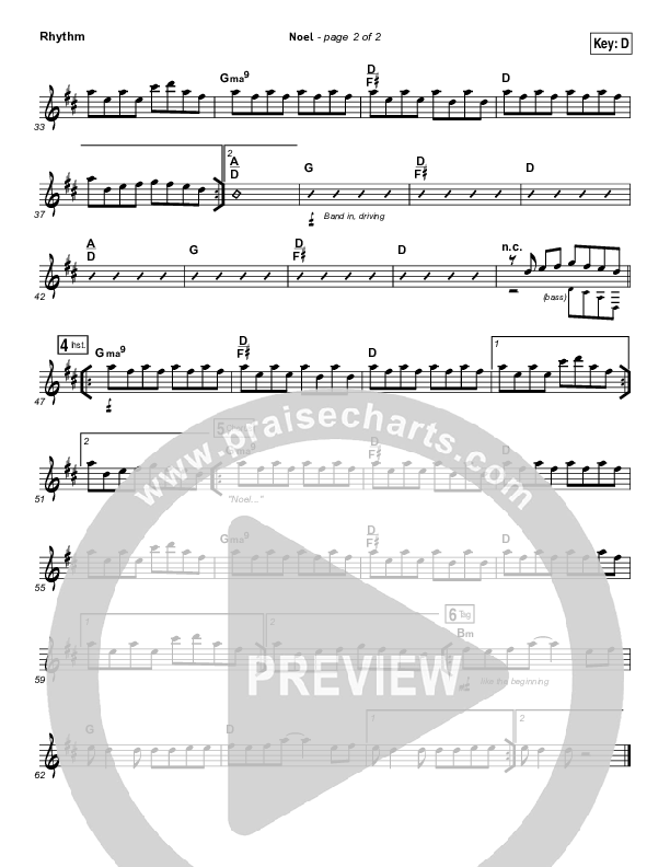 Noel Rhythm Chart (Hillsong Young & Free)