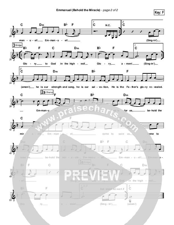 Emmanuel (Behold The Miracle) Lead Sheet (Toby Baxley)