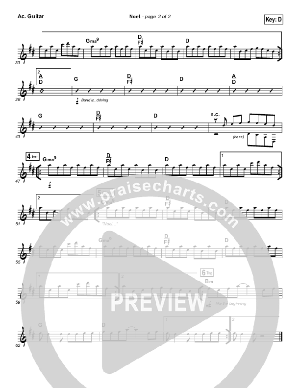 Noel Acoustic Guitar (Hillsong Young & Free)