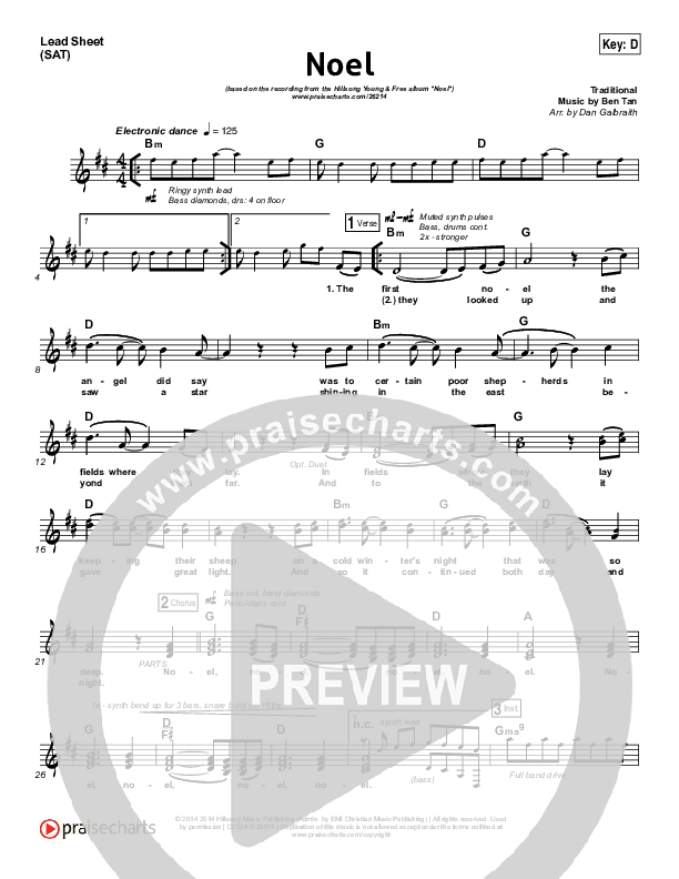 Noel Lead Sheet (SAT) (Hillsong Young & Free)