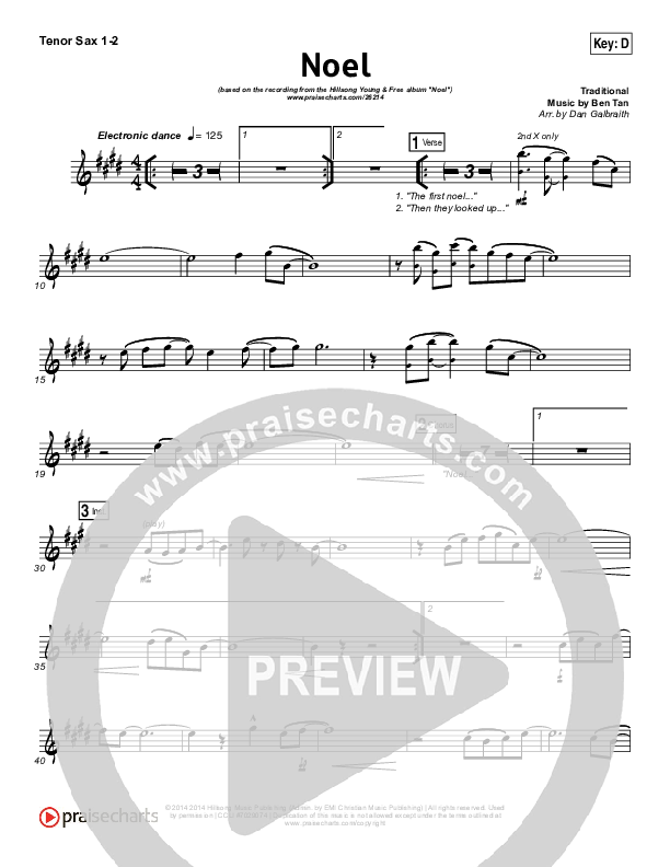 Noel Tenor Sax 1/2 (Hillsong Young & Free)