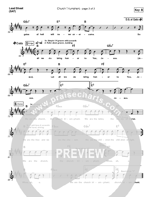 Church Triumphant  Lead Sheet (SAT) (David Glenn)