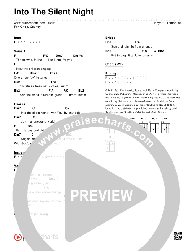 Into The Silent Night Chords & Lyrics (for KING & COUNTRY)
