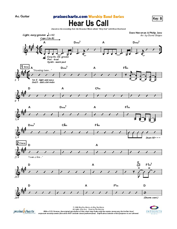 Hear Us Call Acoustic Guitar (Brian Doerksen)