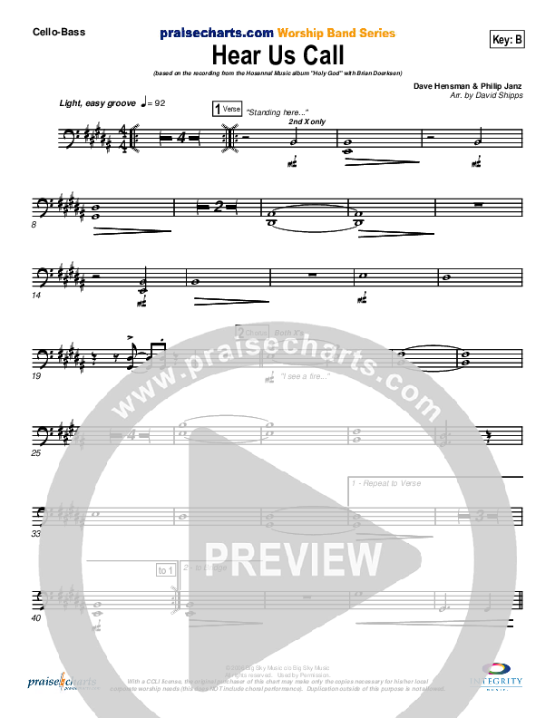 Hear Us Call Cello/Bass (Brian Doerksen)