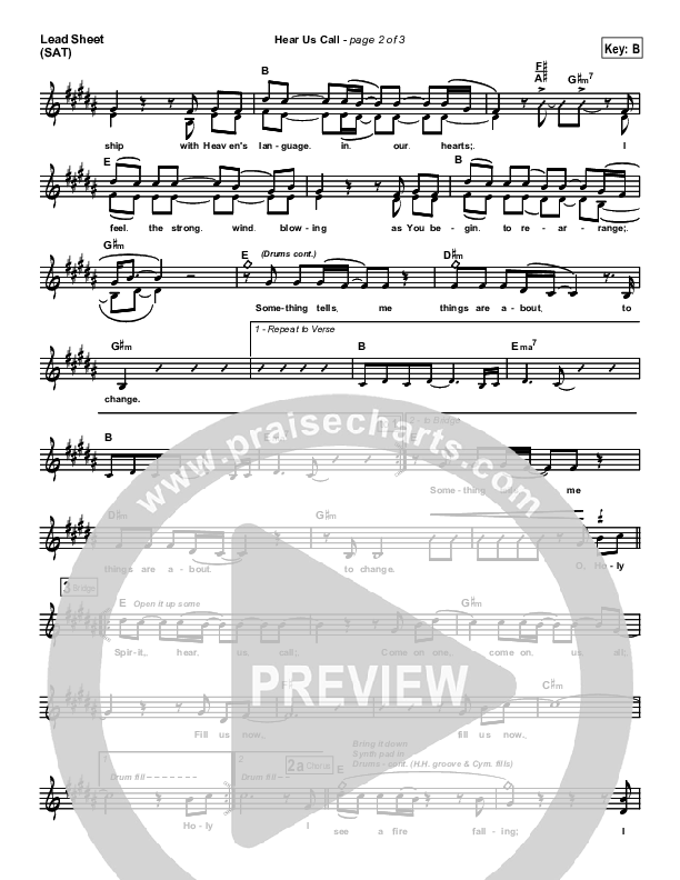 Hear Us Call Lead Sheet (SAT) (Brian Doerksen)