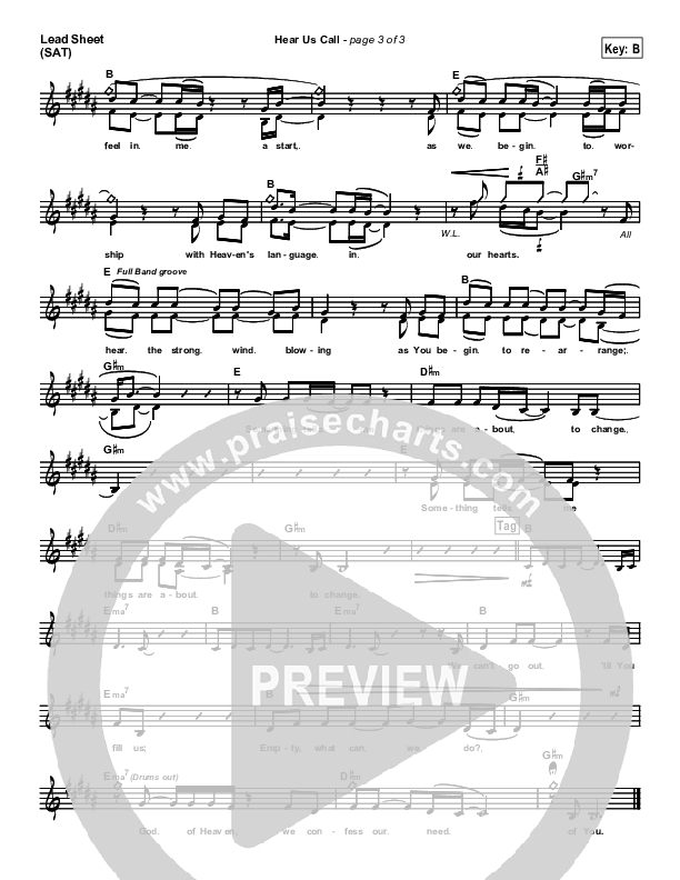 Hear Us Call Lead Sheet (SAT) (Brian Doerksen)