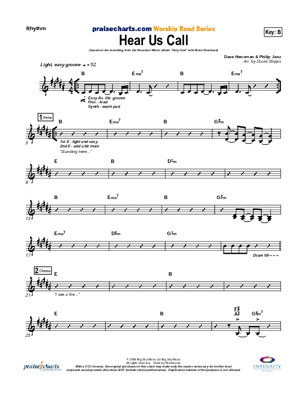 Hear Us Call Rhythm Chart (Brian Doerksen)