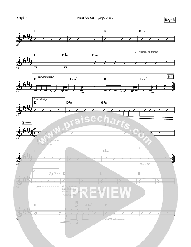 Hear Us Call Rhythm Chart (Brian Doerksen)