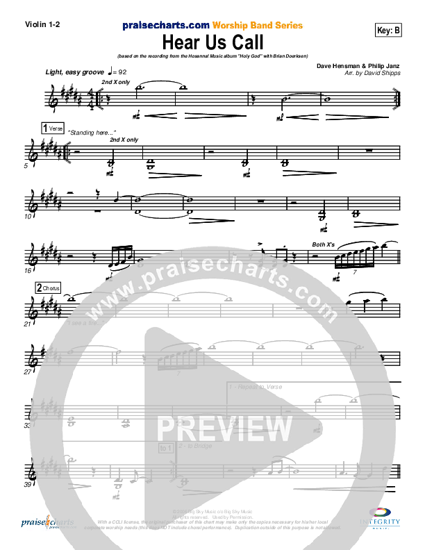 Hear Us Call Violin 1/2 (Brian Doerksen)