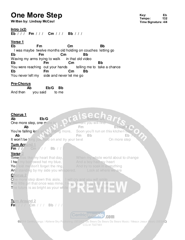 One More Step Chords & Lyrics (Lindsay McCaul)
