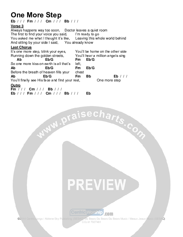 One More Step Chords & Lyrics (Lindsay McCaul)