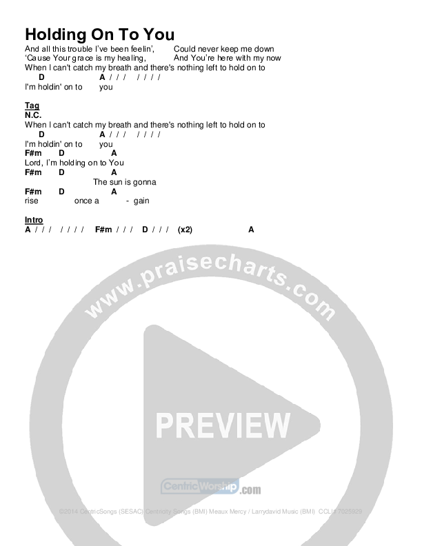 Holding On To You Chord Chart (Carrollton)