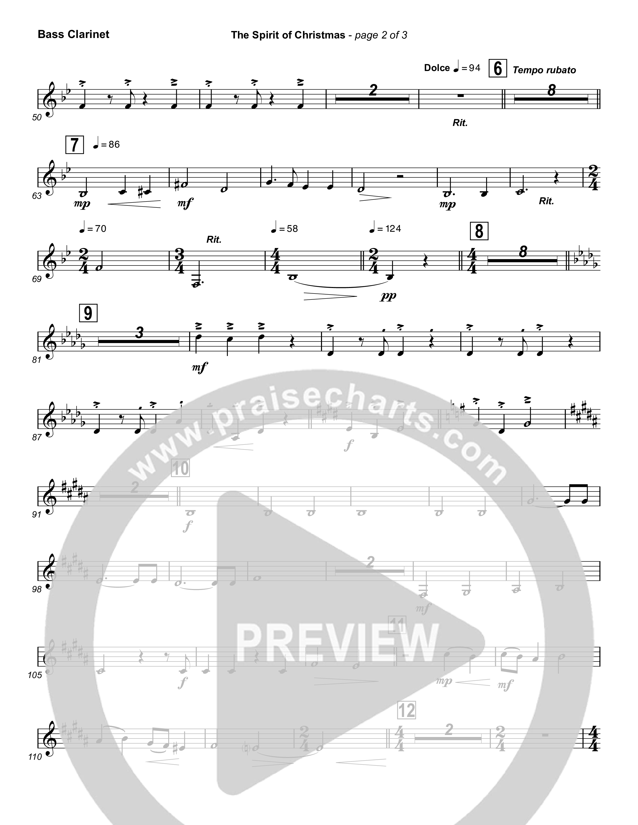 The Spirit Of Christmas (Instrumental) Bass Clarinet (Michael W. Smith)