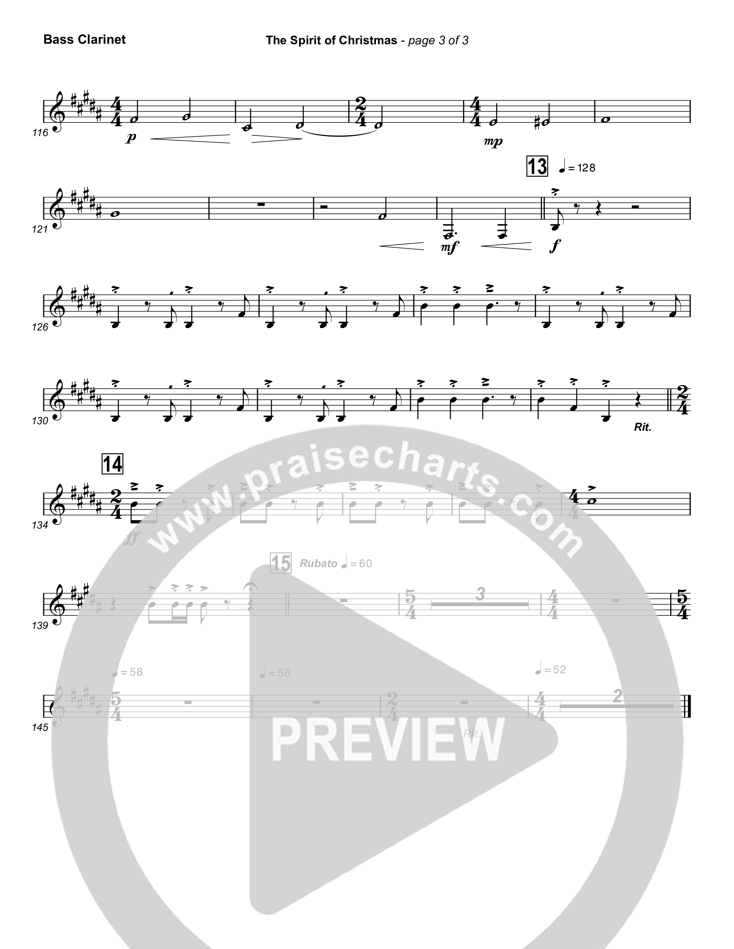 The Spirit Of Christmas (Instrumental) Bass Clarinet (Michael W. Smith)