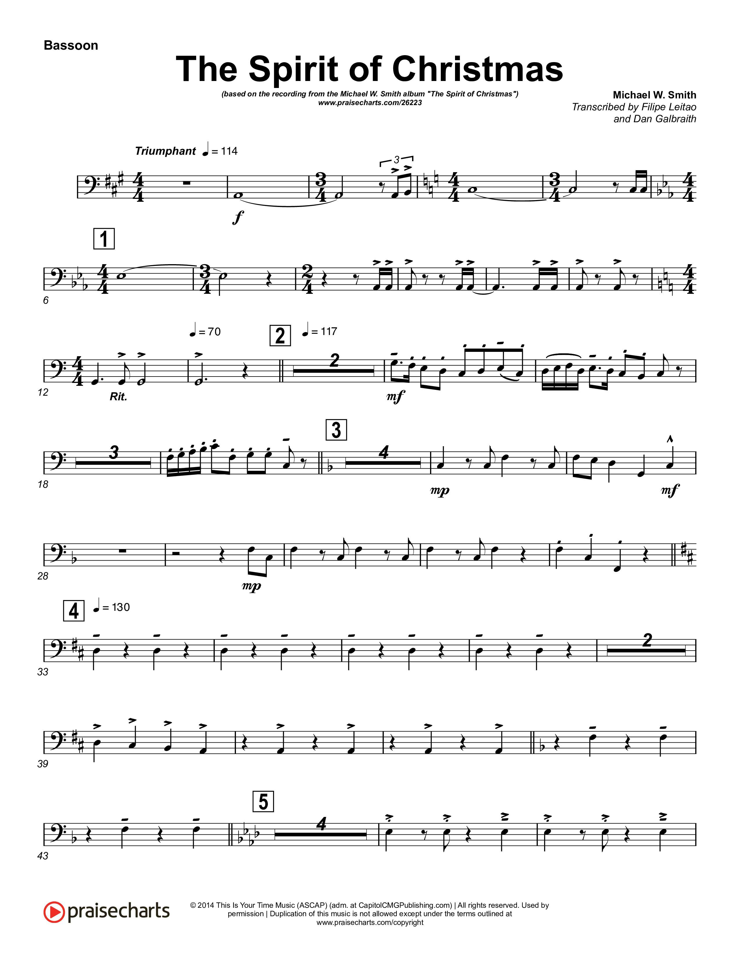 The Spirit Of Christmas (Instrumental) Bassoon (Michael W. Smith)