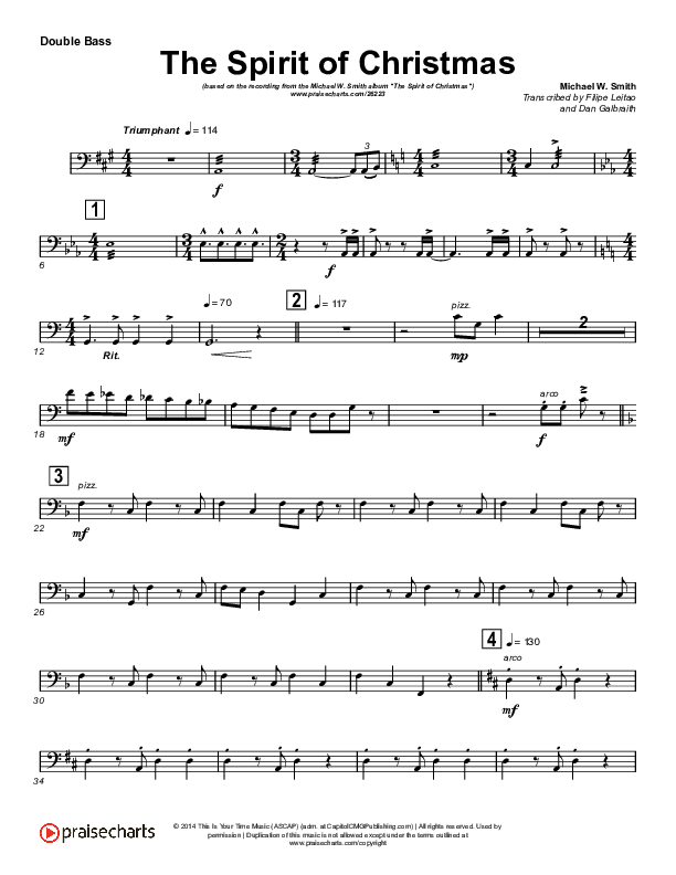 The Spirit Of Christmas (Instrumental) Double Bass (Michael W. Smith)