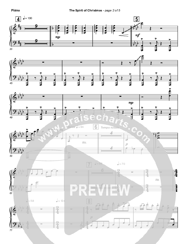 The Spirit Of Christmas (Instrumental) Piano Sheet (Michael W. Smith)