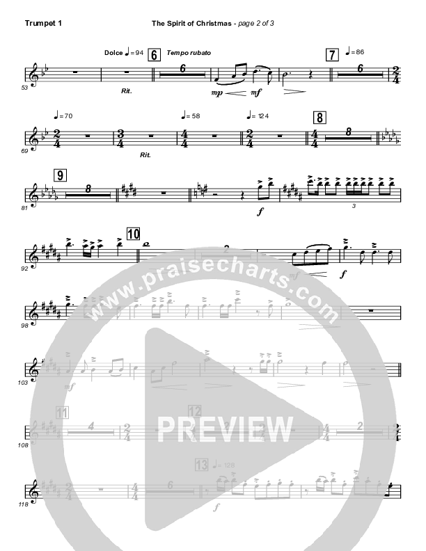 The Spirit Of Christmas (Instrumental) Trumpet 1 (Michael W. Smith)