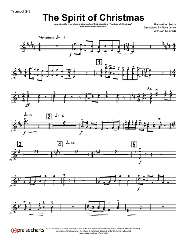 The Spirit Of Christmas (Instrumental) Trumpet 2/3 (Michael W. Smith)