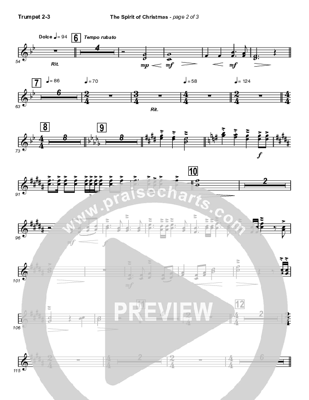 The Spirit Of Christmas (Instrumental) Trumpet 2/3 (Michael W. Smith)