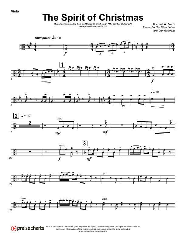 The Spirit Of Christmas (Instrumental) Viola (Michael W. Smith)