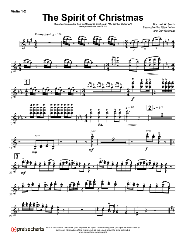 The Spirit Of Christmas (Instrumental) Violin 1/2 (Michael W. Smith)