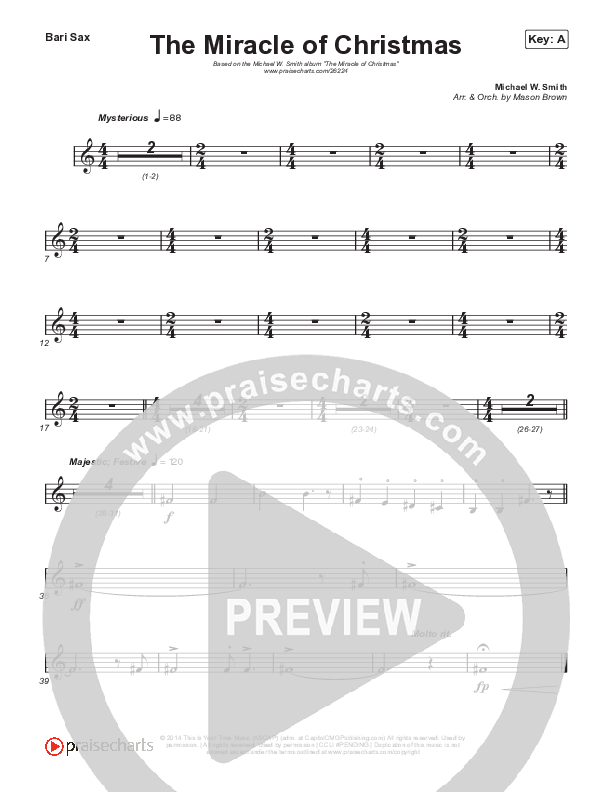 The Miracle Of Christmas (Instrumental) Bari Sax (Michael W. Smith)
