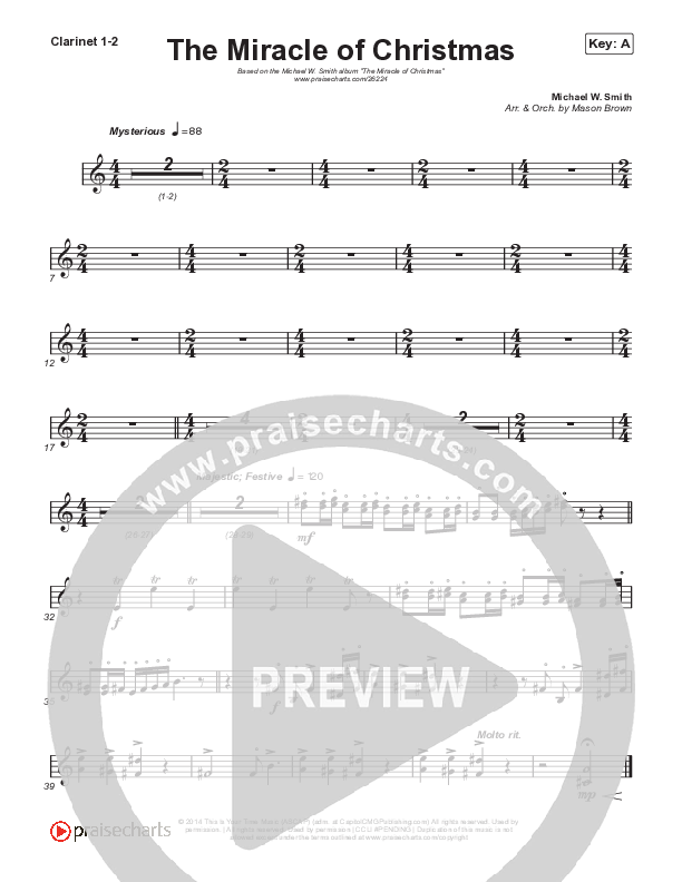 The Miracle Of Christmas (Instrumental) Clarinet 1/2 (Michael W. Smith)