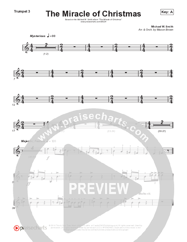 The Miracle Of Christmas (Instrumental) Trumpet 3 (Michael W. Smith)