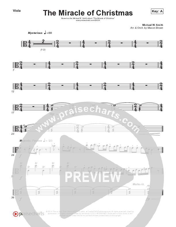 The Miracle Of Christmas (Instrumental) Viola (Michael W. Smith)