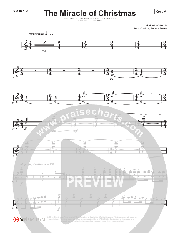 The Miracle Of Christmas (Instrumental) Violin 1/2 (Michael W. Smith)