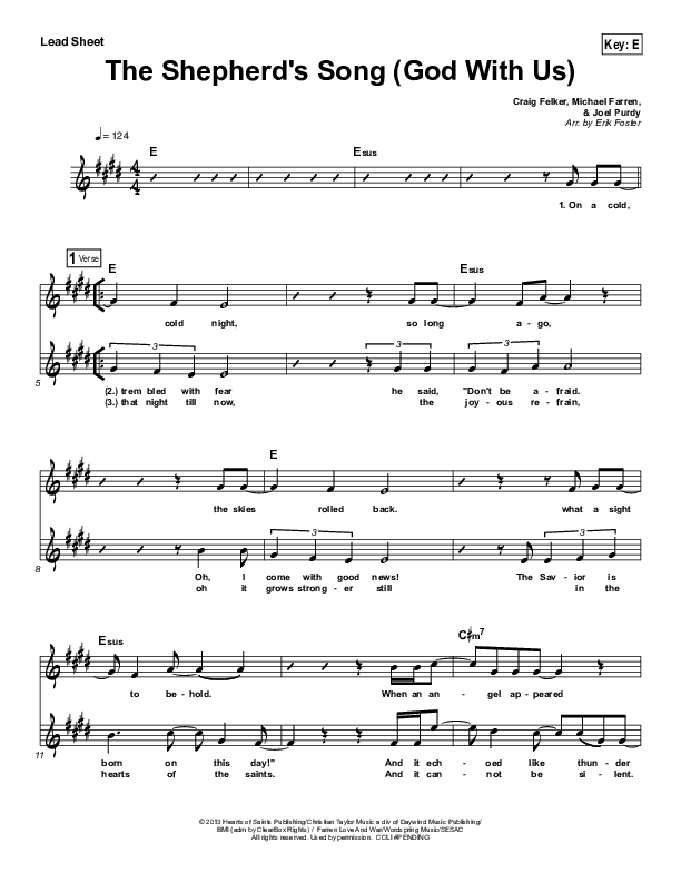 The Shepherd's Song (God With Us) Lead Sheet (Vital Worship / Hearts Of Saints)