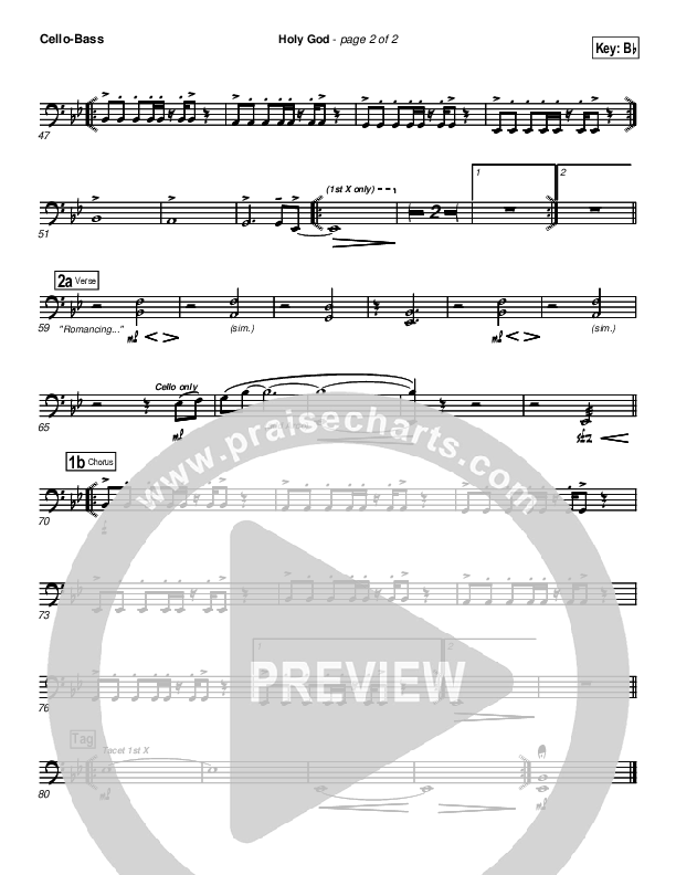 Holy God Cello/Bass (Brian Doerksen)