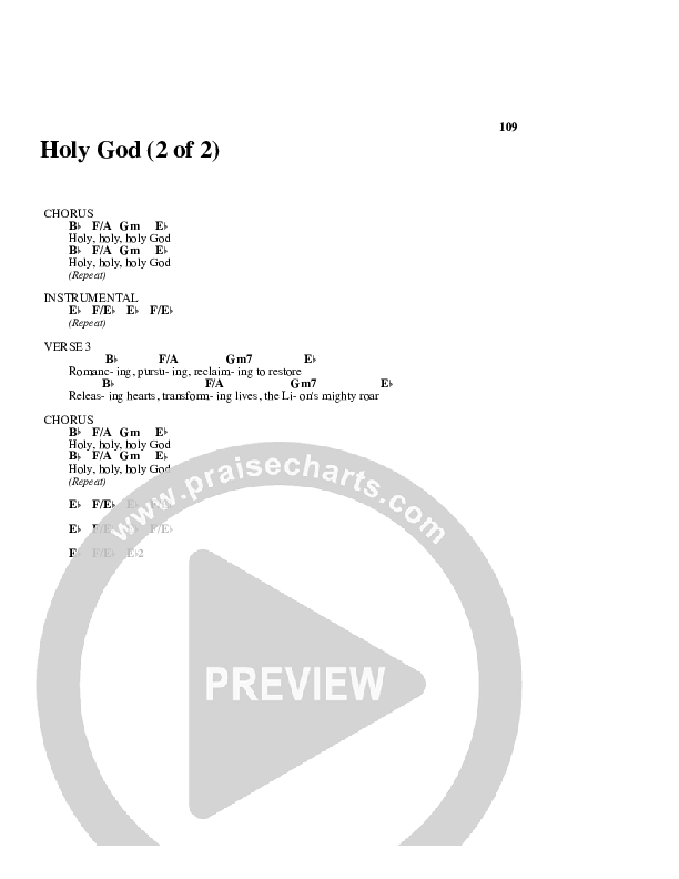 Holy God Chord Chart (Brian Doerksen)