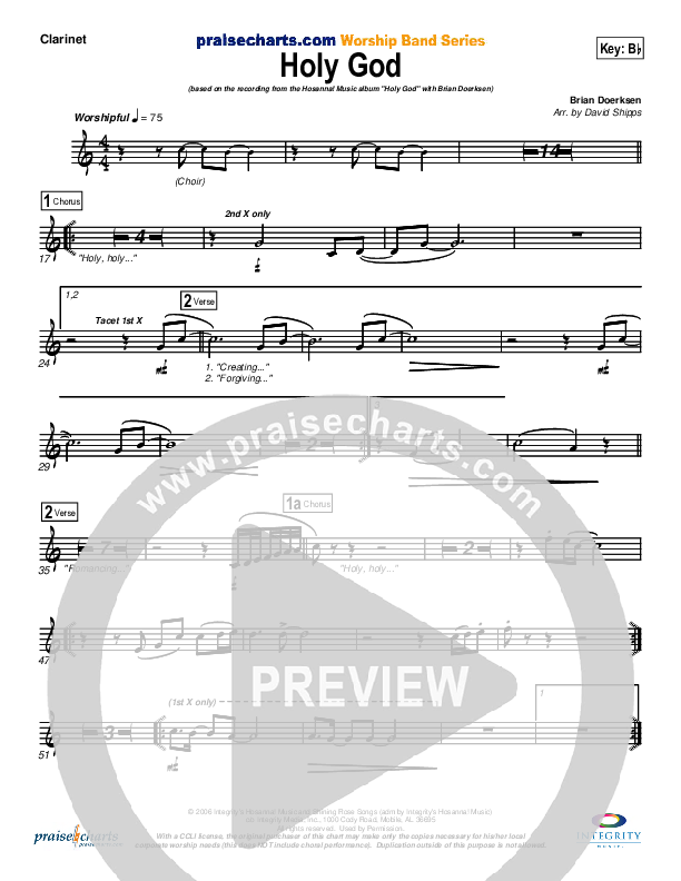 Holy God Clarinet (Brian Doerksen)