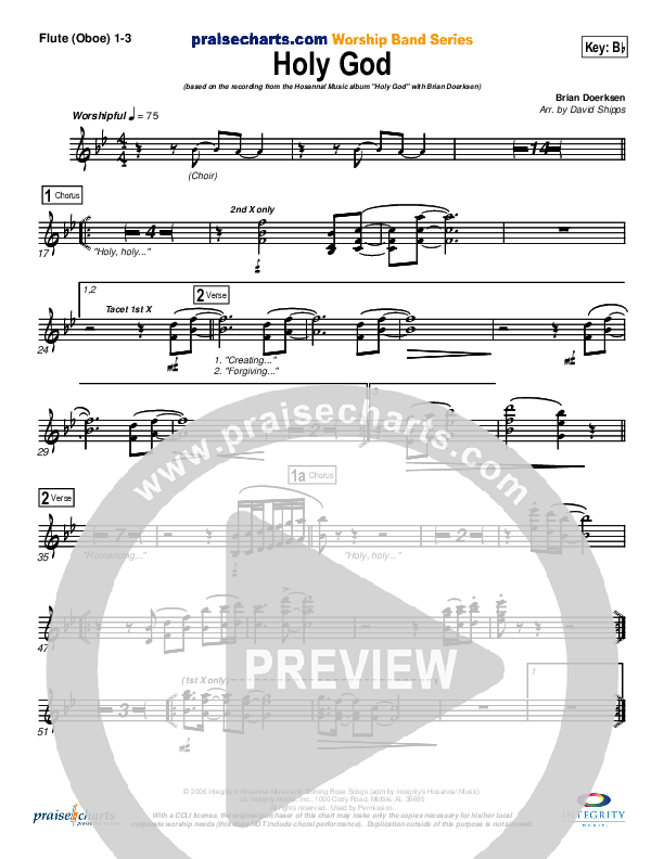 Holy God Flute/Oboe 1/2/3 (Brian Doerksen)