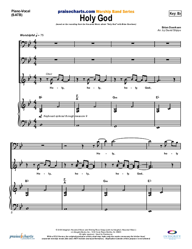Holy God Lead & Piano (Brian Doerksen)