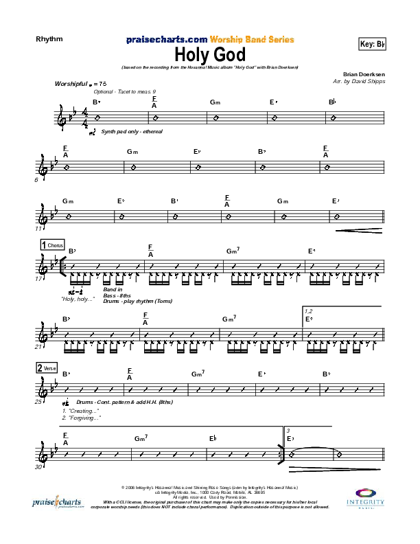 Holy God Rhythm Chart (Brian Doerksen)