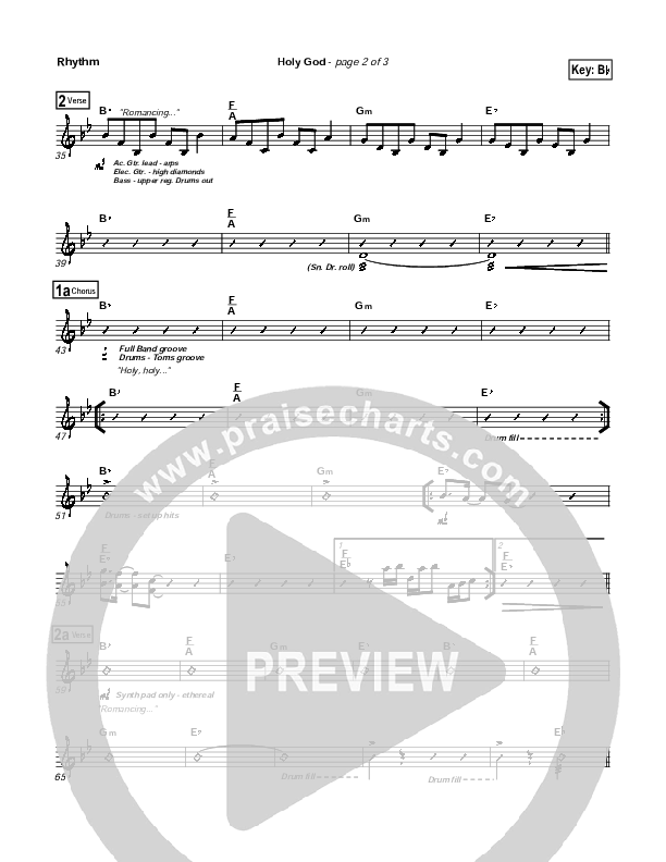 Holy God Rhythm Chart (Brian Doerksen)