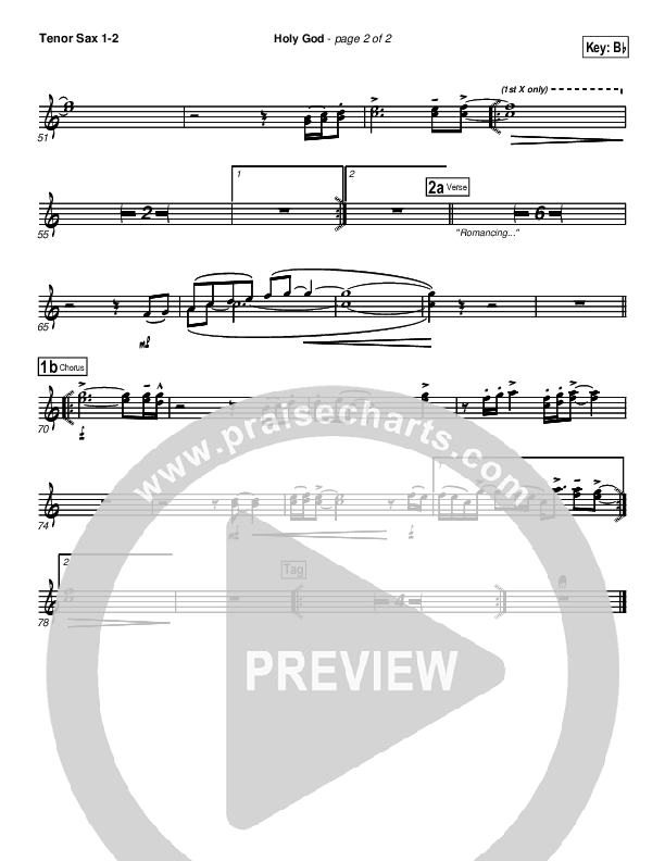 Holy God Tenor Sax 1/2 (Brian Doerksen)