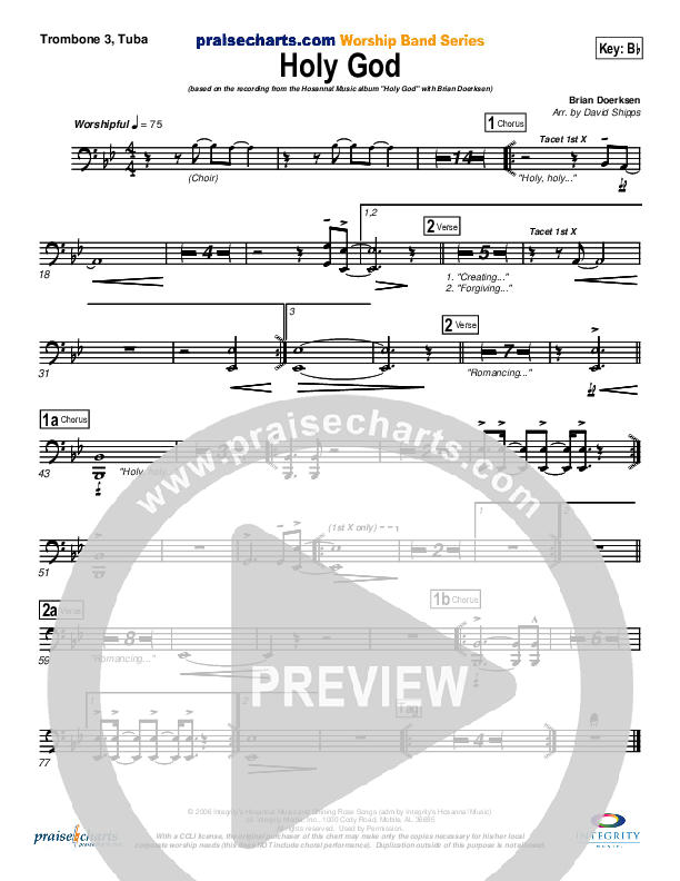 Holy God Trombone 3/Tuba (Brian Doerksen)