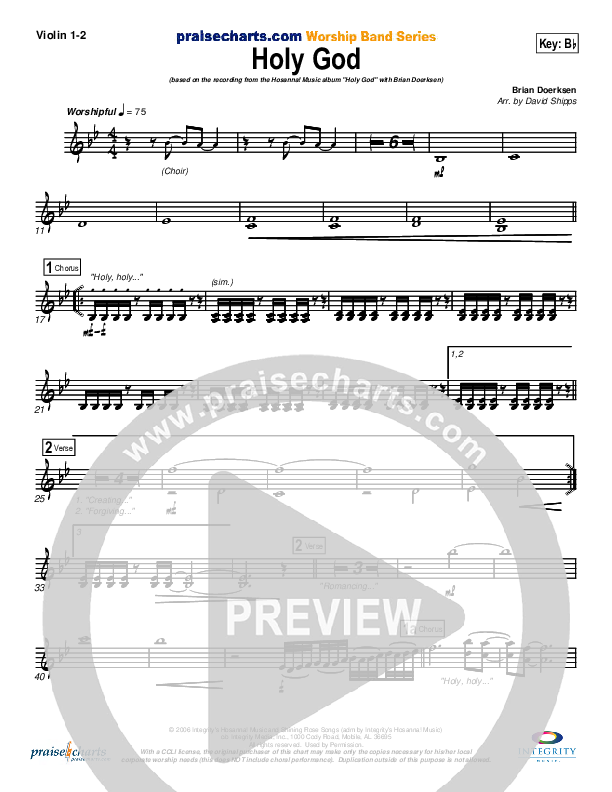 Holy God Violin 1/2 (Brian Doerksen)