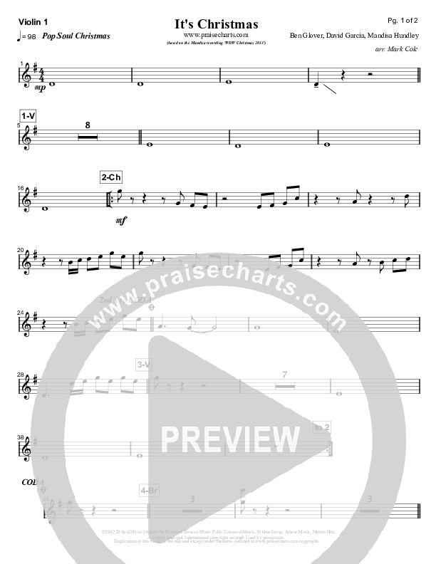 It's Christmas Violin 1 (Mandisa)