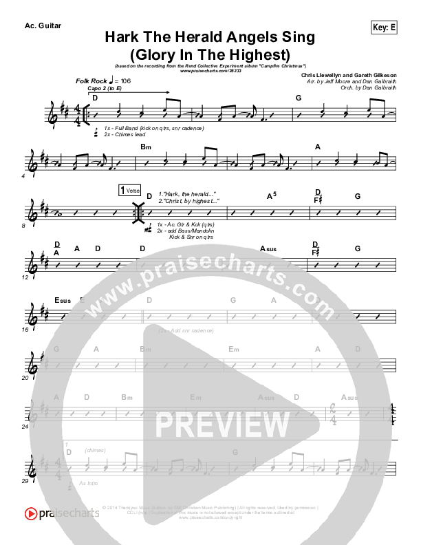 Hark The Herald Angels Sing (Glory In The Highest) Rhythm Chart (Rend Collective)