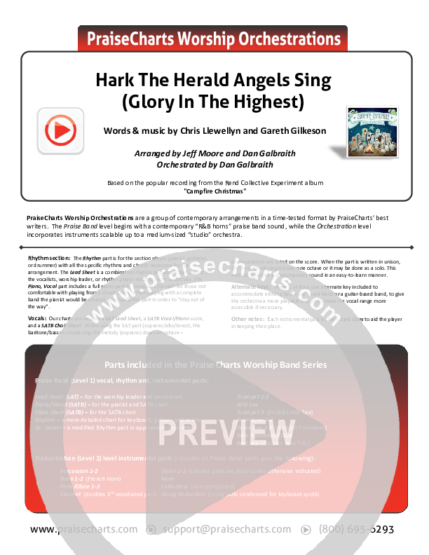 Hark The Herald Angels Sing (Glory In The Highest) Cover Sheet (Rend Collective)