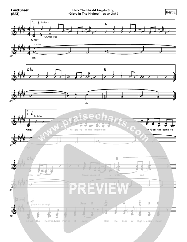 Hark The Herald Angels Sing (Glory In The Highest) Lead Sheet (SAT) (Rend Collective)