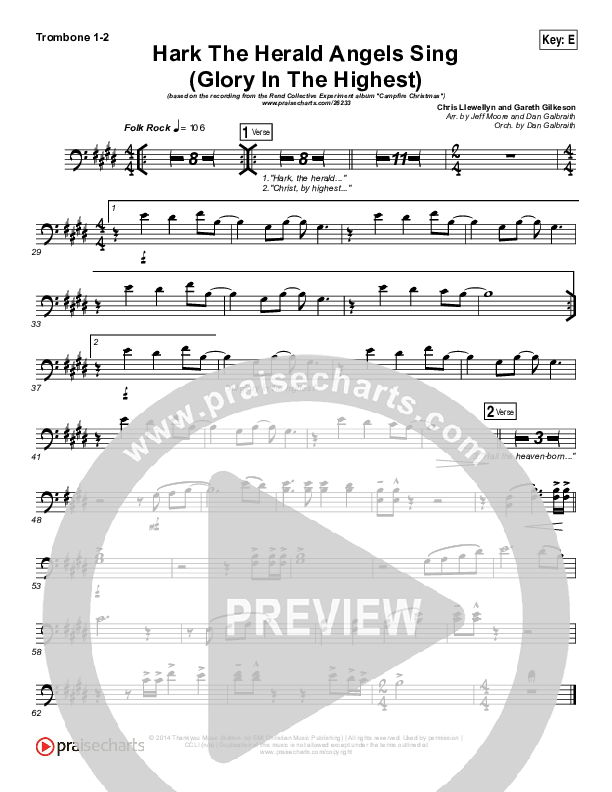 Hark The Herald Angels Sing (Glory In The Highest) Trombone 1/2 (Rend Collective)