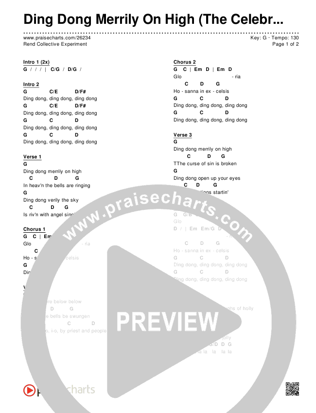 Ding Dong Merrily On High Chords Rend Collective Praisecharts